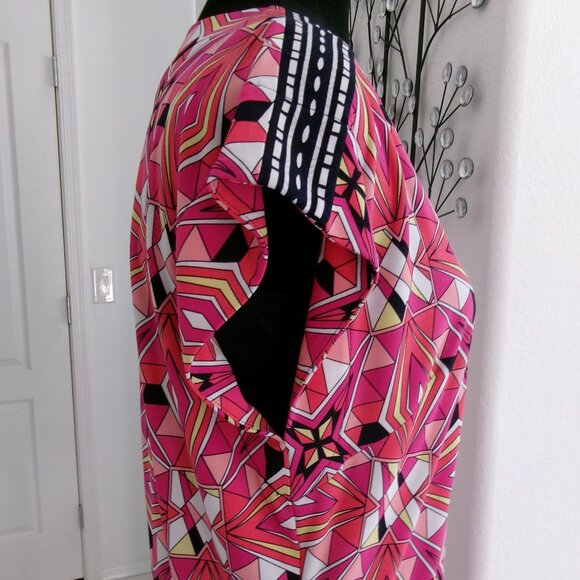 Laundry Shelli Segal Pucci Inspired Print Sheath Dress S Bright Pink Navy Blue - Picture 5 of 13